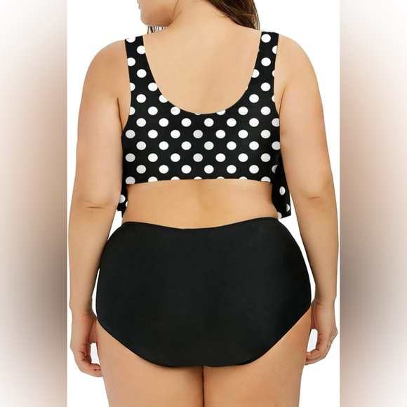 Sovoyontee Women's Plus Size Swimsuit Ruffled High Waist Two Piece - Picture 2 of 8